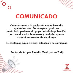 COMUNICADO DEL GOBIERNO AUTÓNOMO MUNICIPAL DE TARIJA