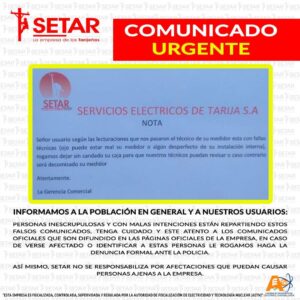 Setar pide a la población tener cuidado con falso comunicado