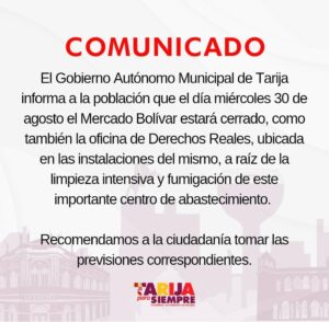 Gobierno Municipal de Tarija Informa